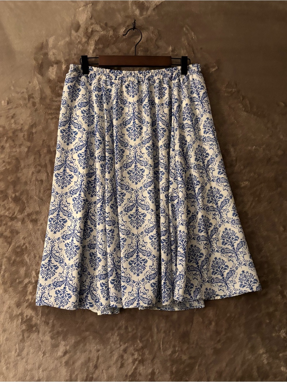 Blue Rain A-Line Women’s Size L Blue and White Printed A-Line Skirt